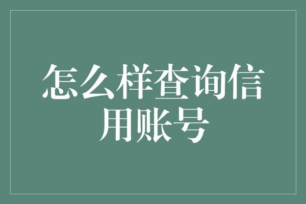 怎么样查询信用账号