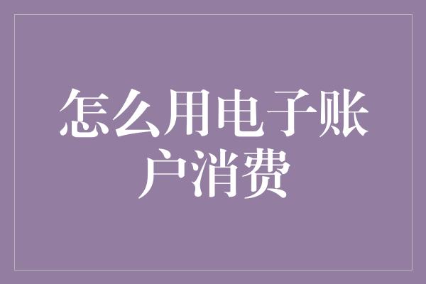 怎么用电子账户消费