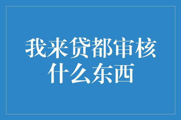 我来贷都审核什么东西