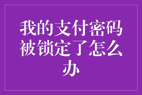 我的支付密码被锁定了怎么办