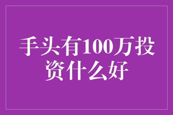 手头有100万投资什么好