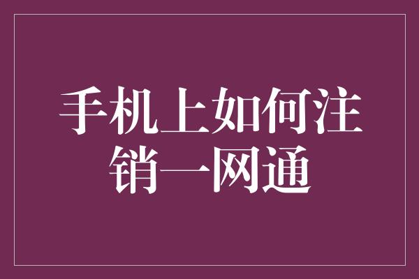 手机上如何注销一网通