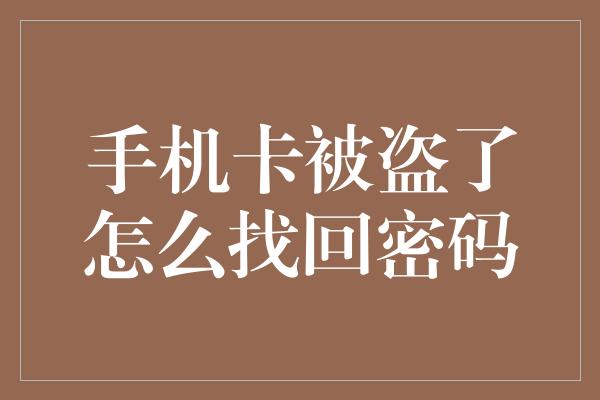 手机卡被盗了怎么找回密码