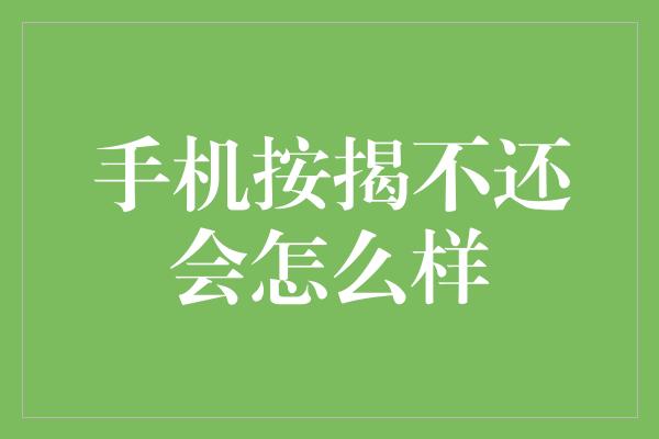 手机按揭不还会怎么样