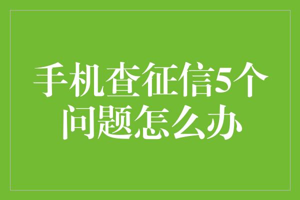 手机查征信5个问题怎么办