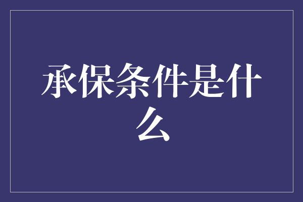 承保条件是什么