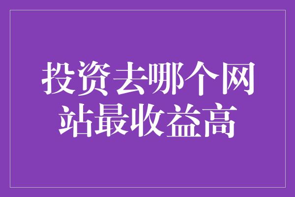 投资去哪个网站最收益高