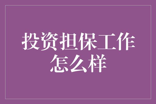 投资担保工作怎么样