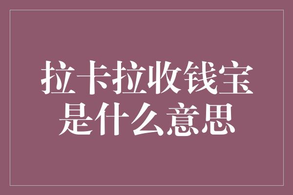 拉卡拉收钱宝是什么意思