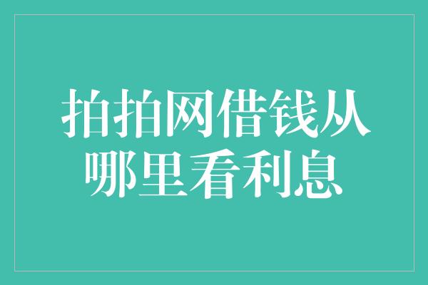 拍拍网借钱从哪里看利息