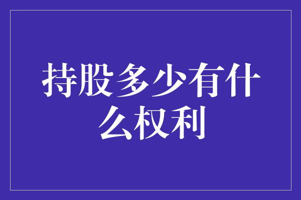 持股多少有什么权利