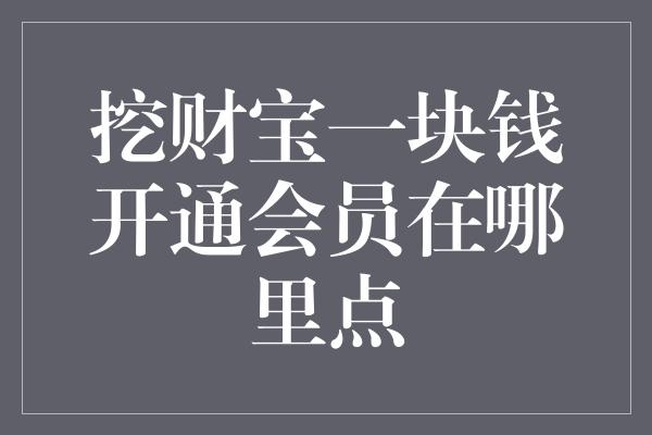 挖财宝一块钱开通会员在哪里点