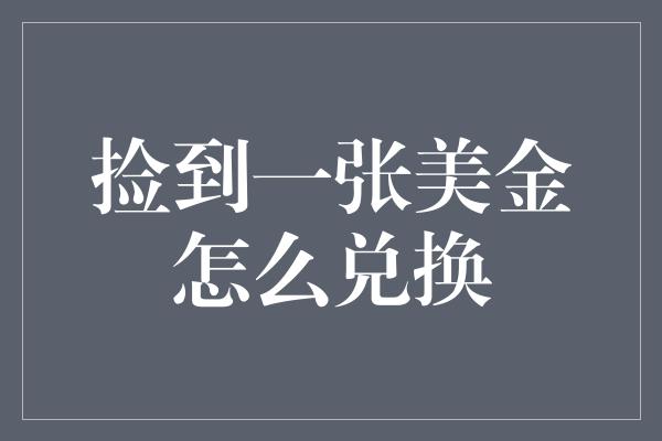 捡到一张美金怎么兑换