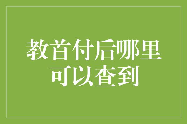 教首付后哪里可以查到