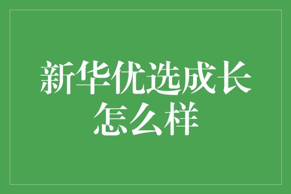 新华优选成长怎么样