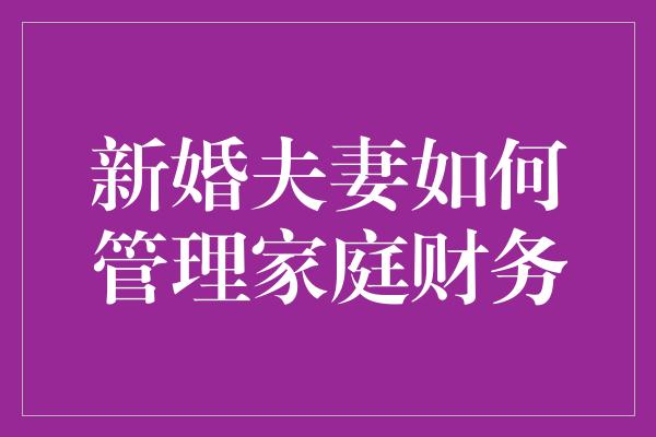 新婚夫妻如何管理家庭财务