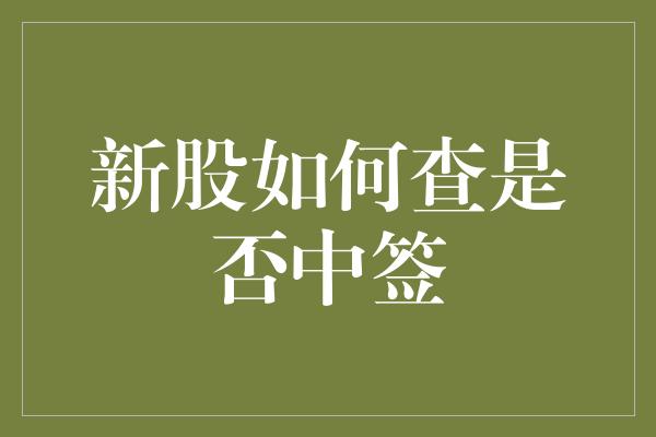 新股如何查是否中签