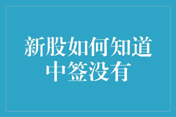 新股如何知道中签没有