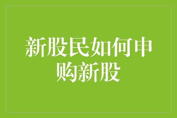 新股民如何申购新股