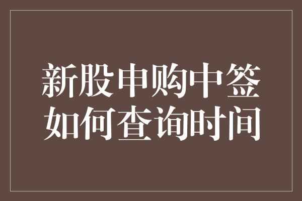 新股申购中签如何查询时间