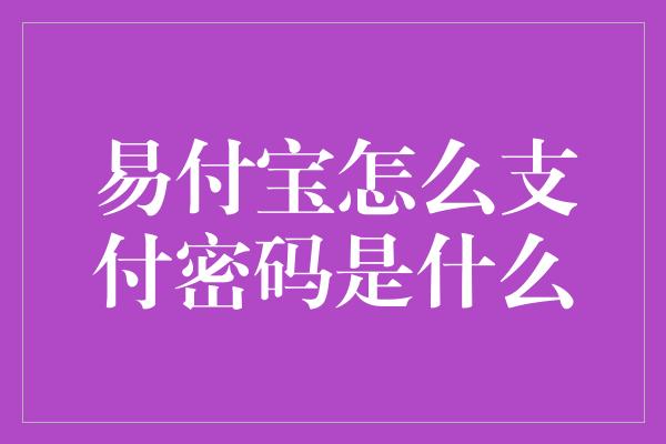 易付宝怎么支付密码是什么