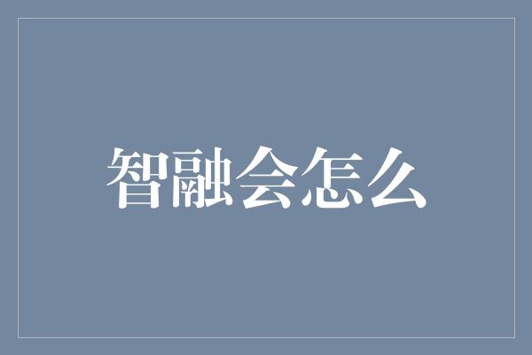 智融会怎么