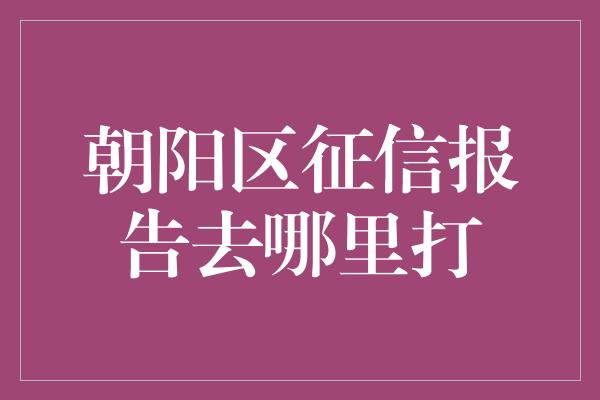 朝阳区征信报告去哪里打