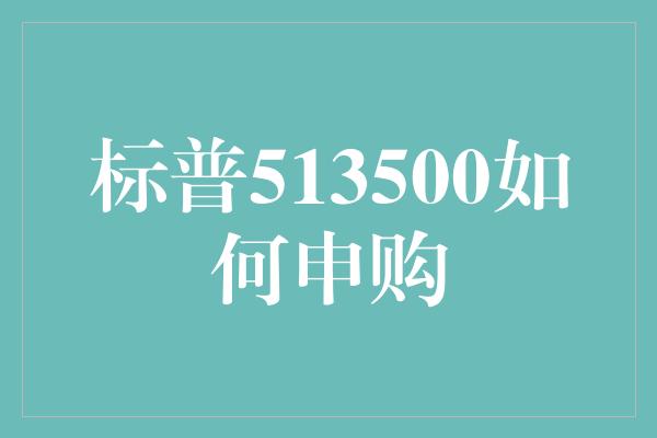 标普513500如何申购