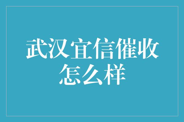 武汉宜信催收怎么样