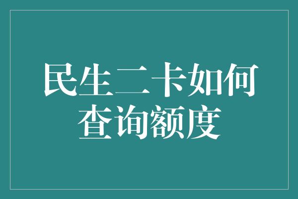 民生二卡如何查询额度