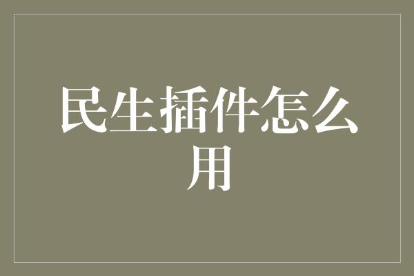 民生插件怎么用