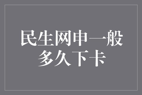 民生网申一般多久下卡