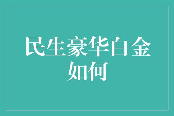 民生豪华白金如何