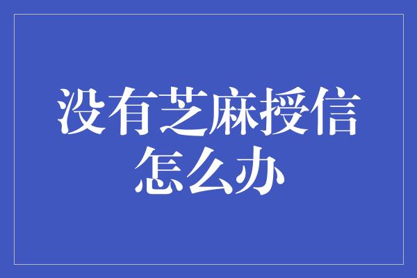 没有芝麻授信怎么办