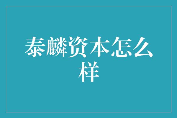 泰麟资本怎么样