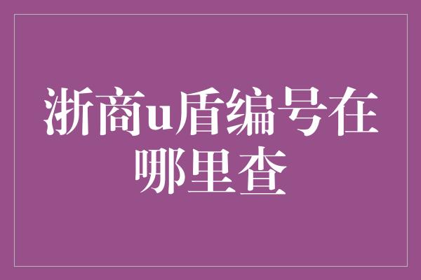 浙商u盾编号在哪里查