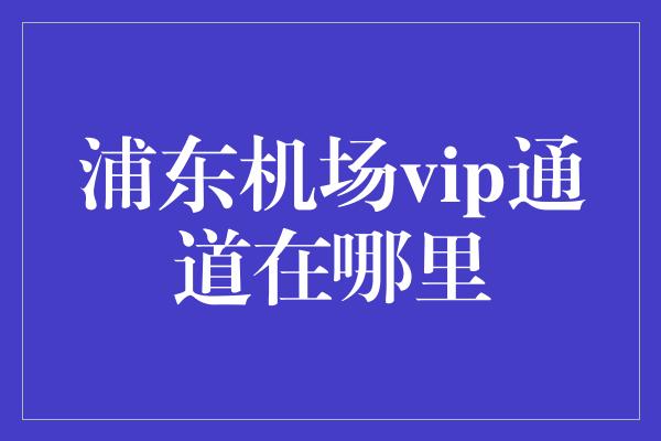 浦东机场vip通道在哪里