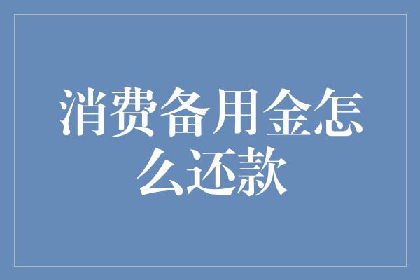 消费备用金怎么还款