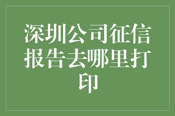 深圳公司征信报告去哪里打印