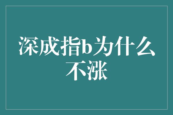 深成指b为什么不涨