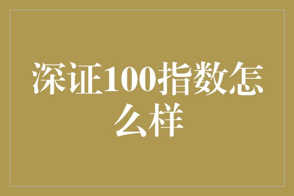 深证100指数怎么样