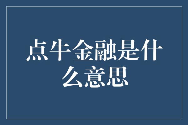 点牛金融是什么意思