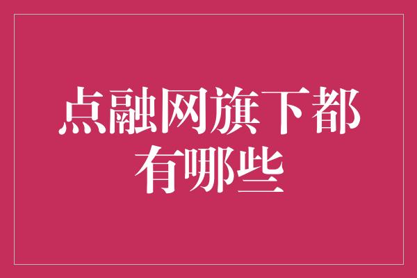 点融网旗下都有哪些