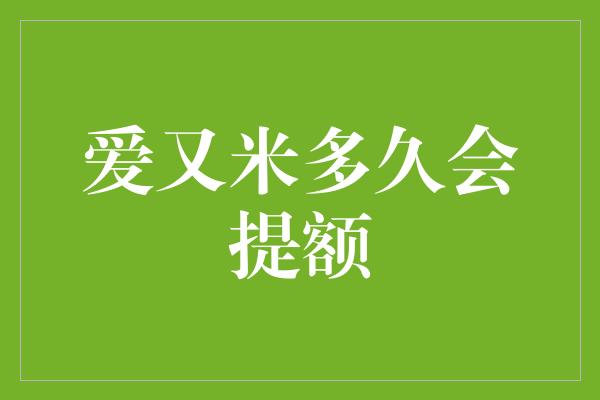 爱又米多久会提额