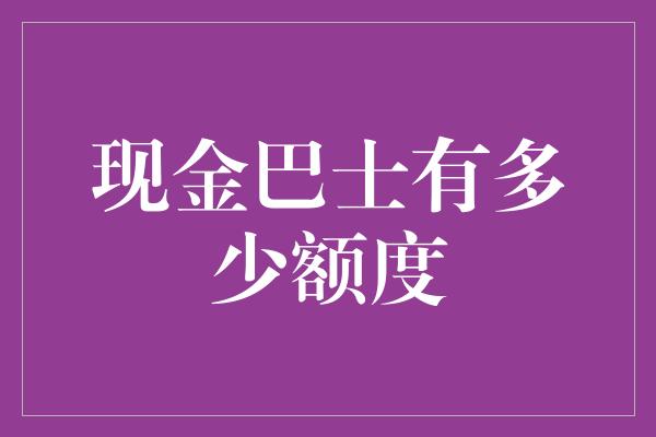 现金巴士有多少额度