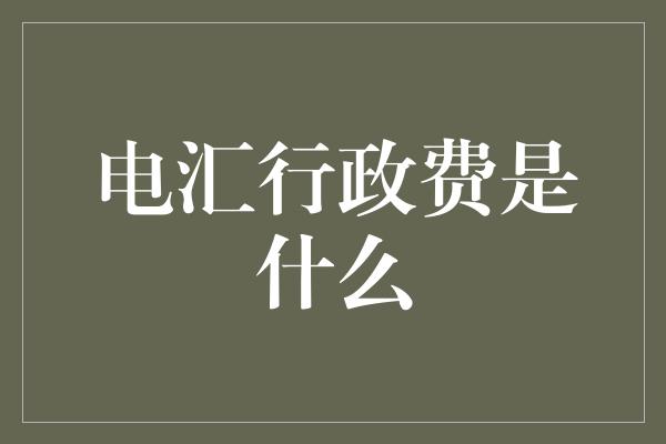 电汇行政费是什么