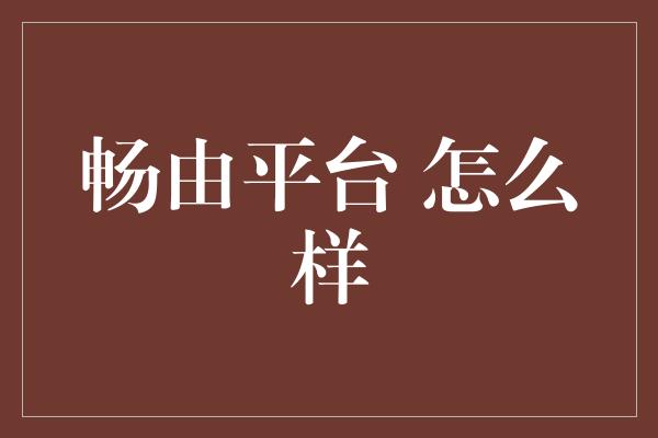 畅由平台 怎么样