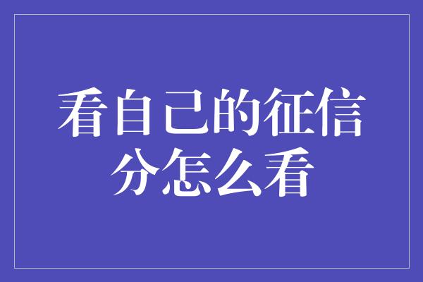 看自己的征信分怎么看