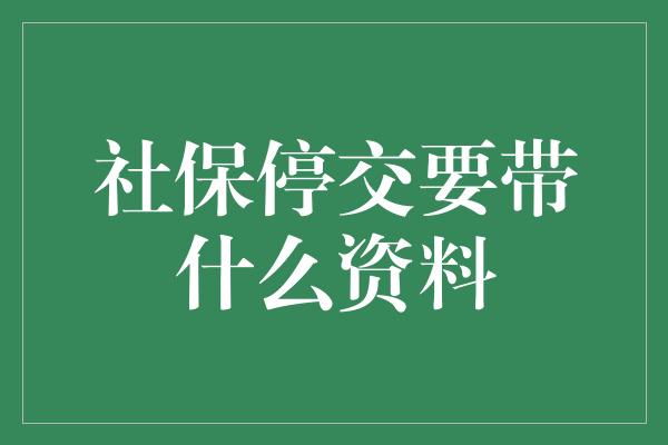 社保停交要带什么资料