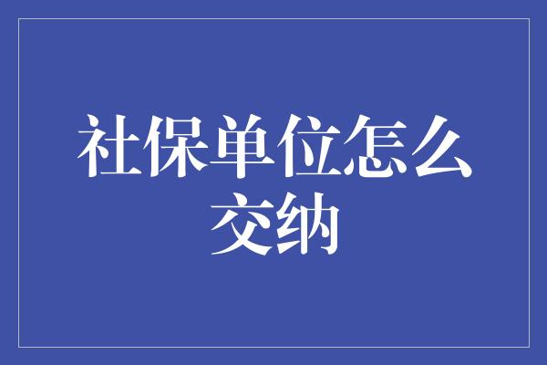 社保单位怎么交纳